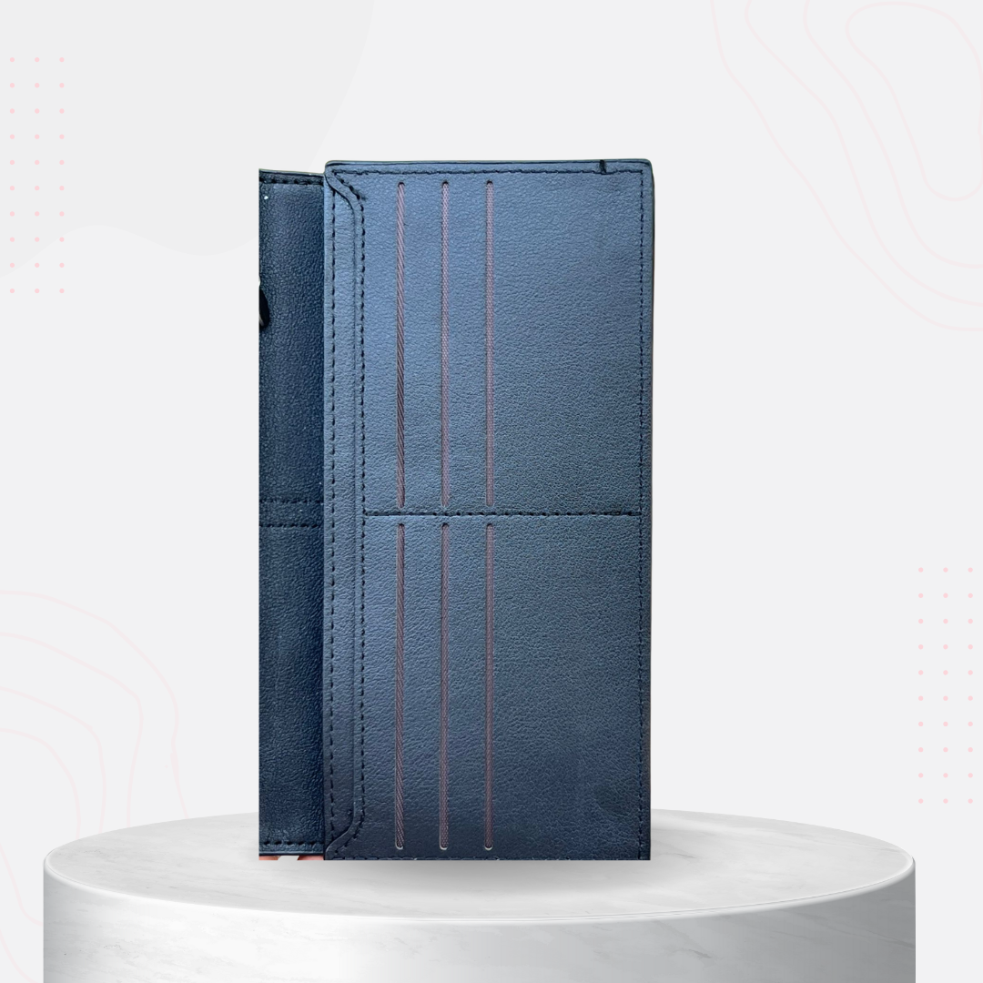 Balisi Business Style Men Long Thin Slim Premium Leather Wallet ,Credit Card Holder. ID Card Slot , 3 Cash Compartments , 11 Card Slots , 1 Mobile Slot