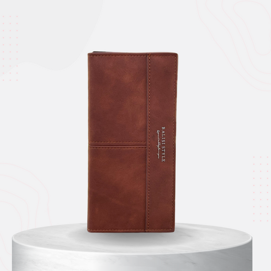 Balisi Business Style Men Long Thin Slim Premium Leather Wallet ,Credit Card Holder. ID Card Slot , 3 Cash Compartments , 11 Card Slots , 1 Mobile Slot